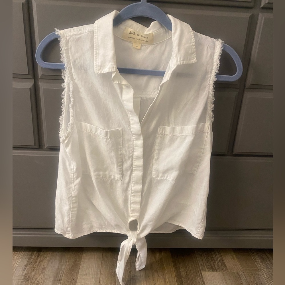 White Cropped Tie Top
